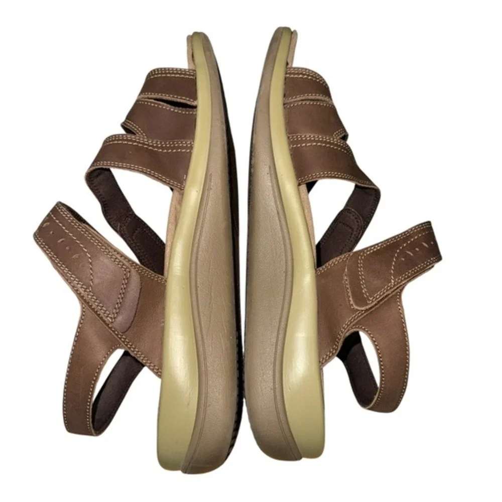 Orthofeet 932 Mens 12D WIDE Brown‎ Leather Adjustable Straps Comfort Sandals